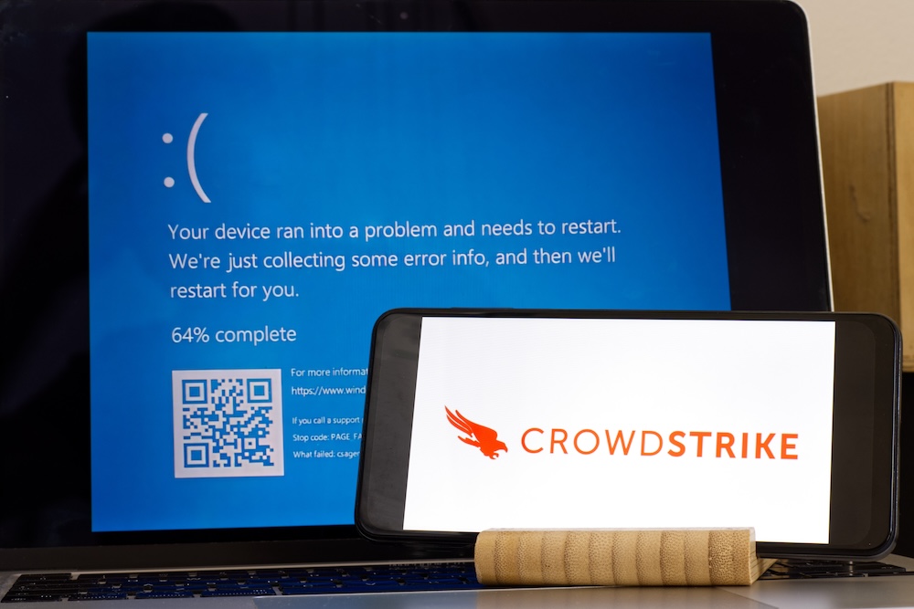 Error message on computers because of the CrowdStrike outage.