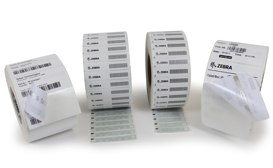 sample of Zebra labels that use RFID technology